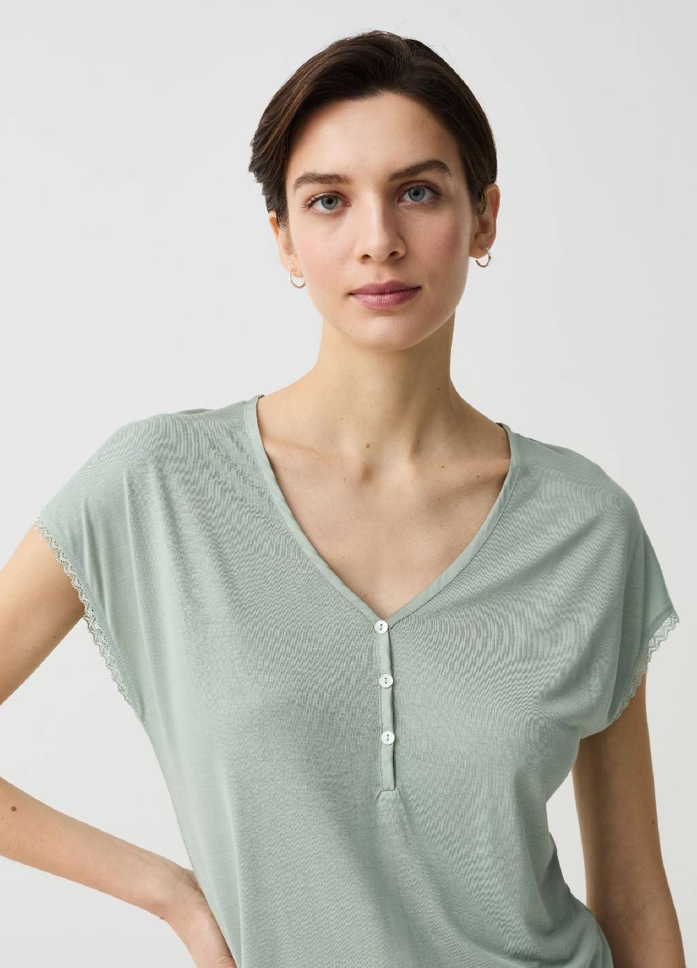 Ovs Top Pigiama In Viscosa Con Scollo Serafino