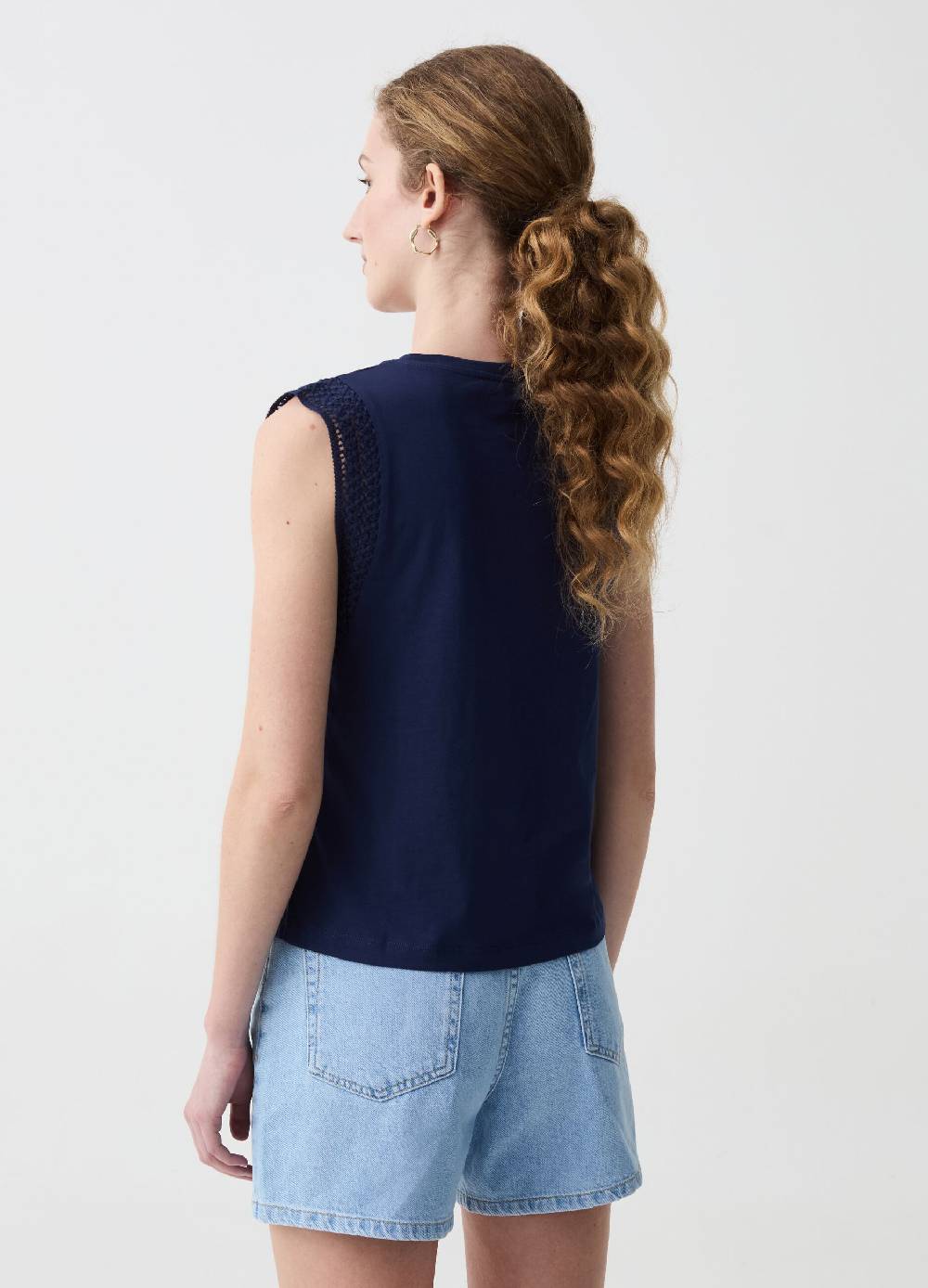 Ovs Top Smanicato Con Profili Ricamati