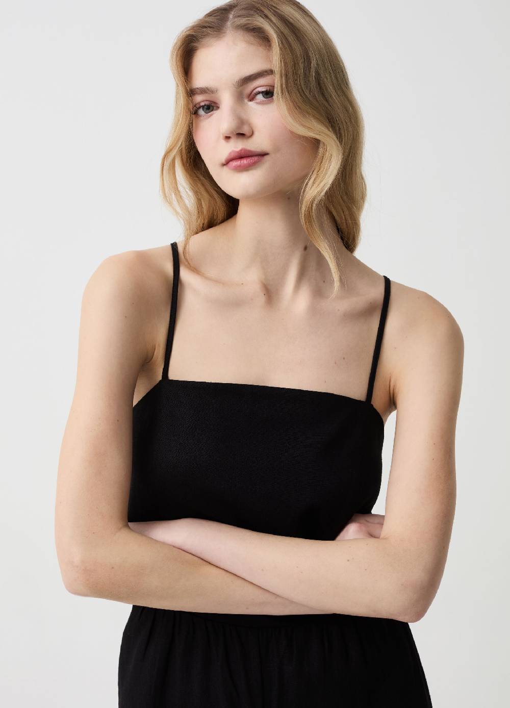 Ovs Tuta Intera Lunga Wide Leg In Lino E Viscosa