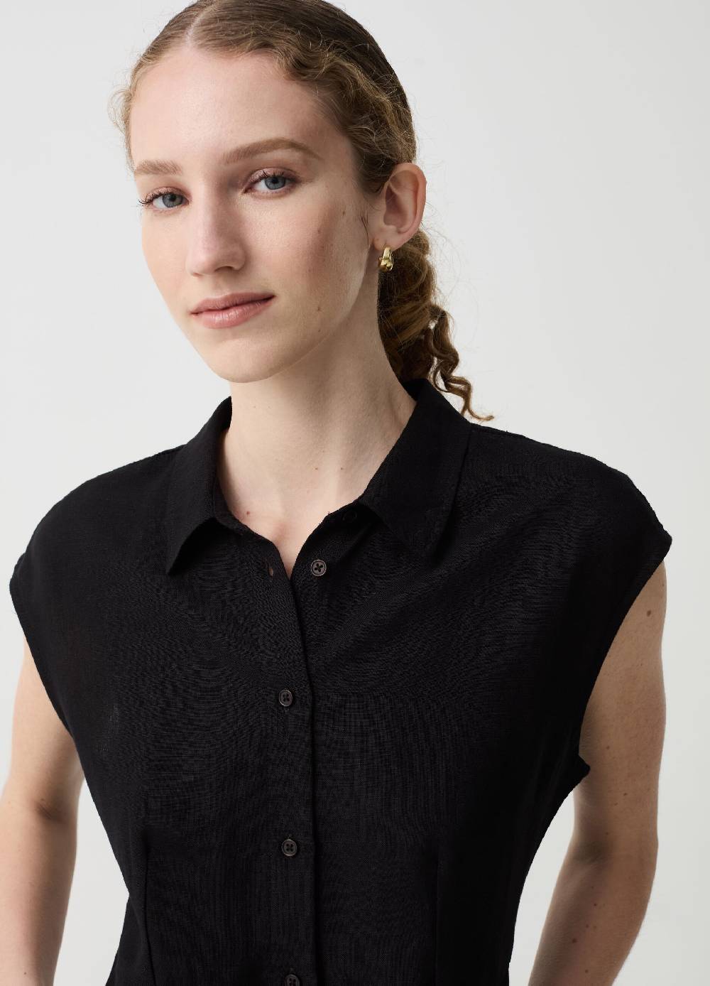 Ovs Vestito Chemisier In Lino E Viscosa