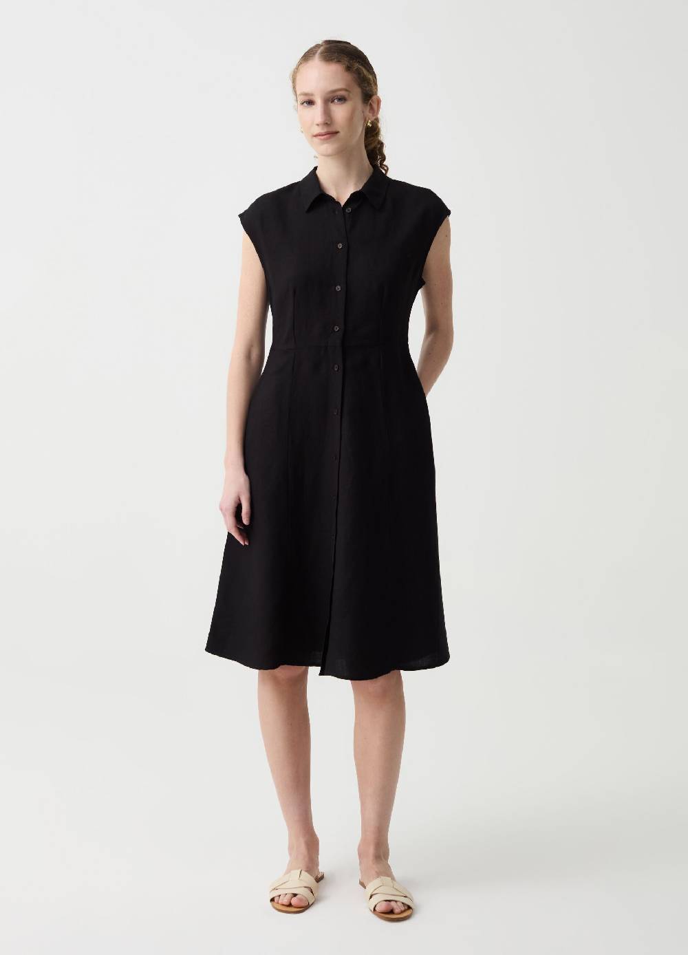 Ovs Vestito chemisier in lino e viscosa