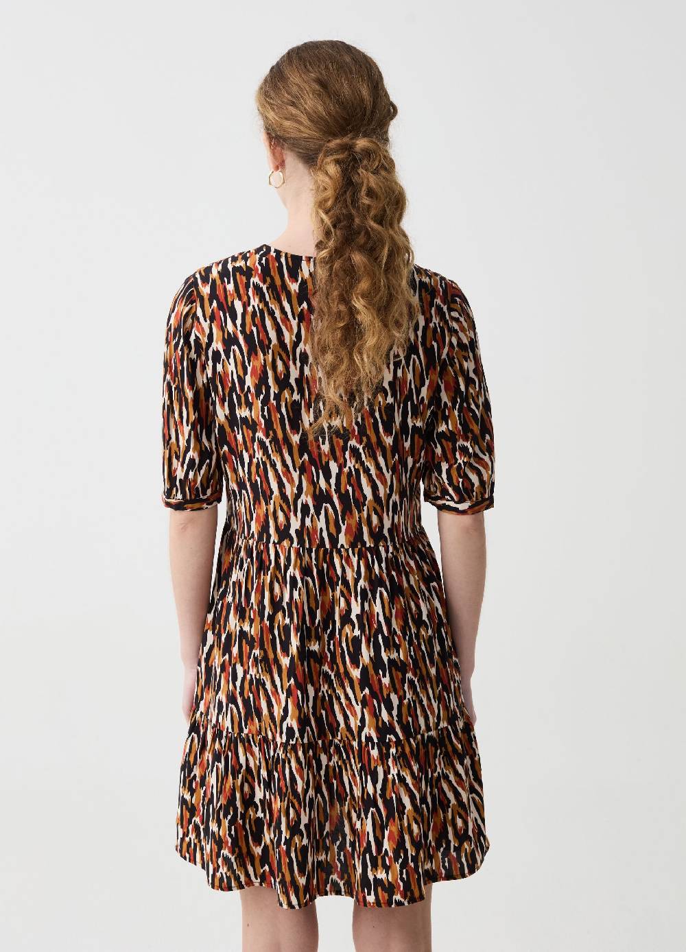 Ovs Vestito Corto A Balze Con Scollo A V