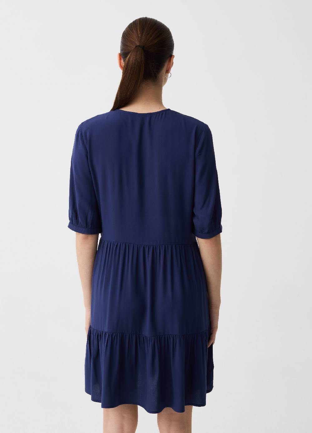 Ovs Vestito Corto A Balze Con Scollo A V