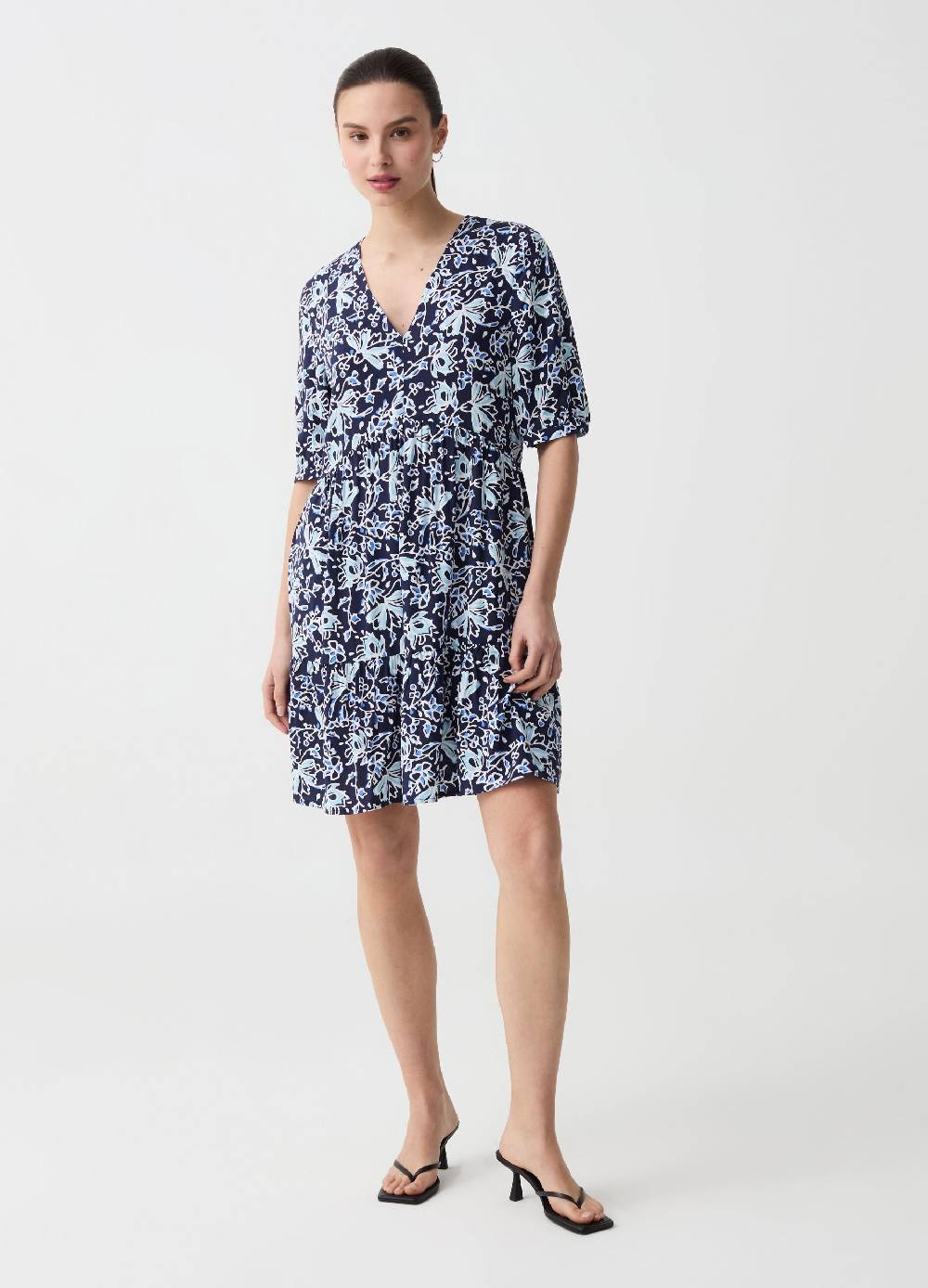 Ovs Vestito corto a balze con scollo a V