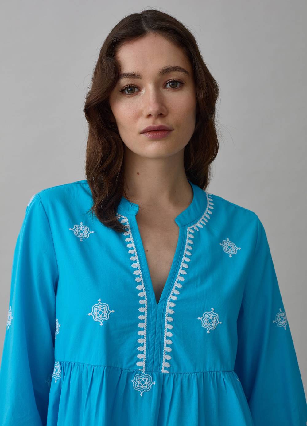 Ovs Vestito Corto In Cotone Con Ricami Etnici