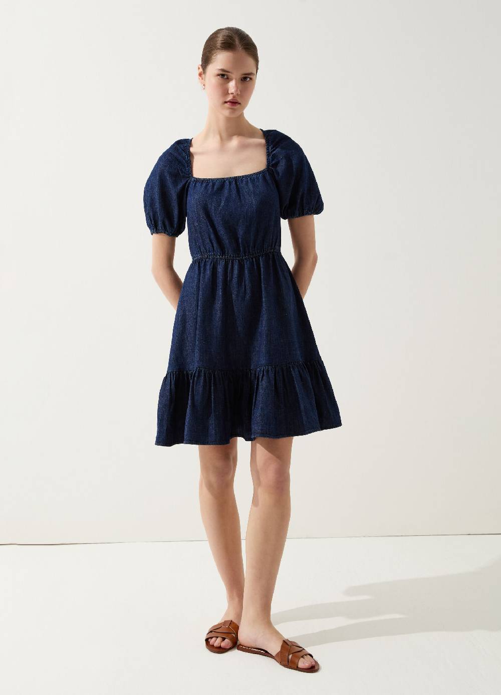 Ovs Vestito corto in denim con balza