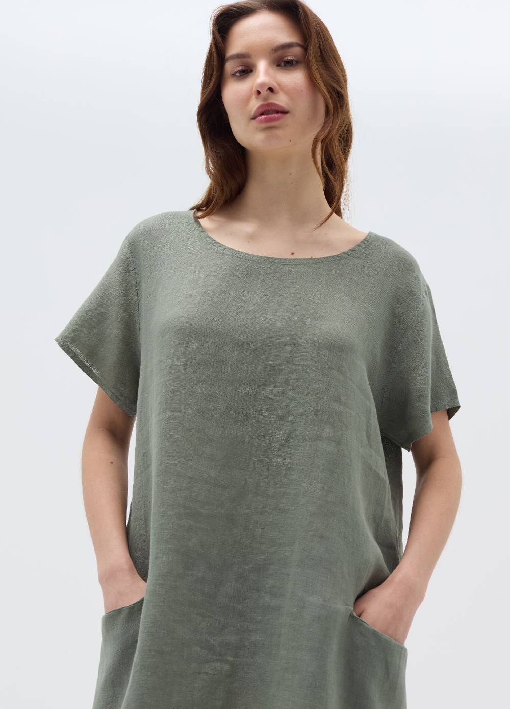 Ovs Vestito Corto In Lino Con Tasche