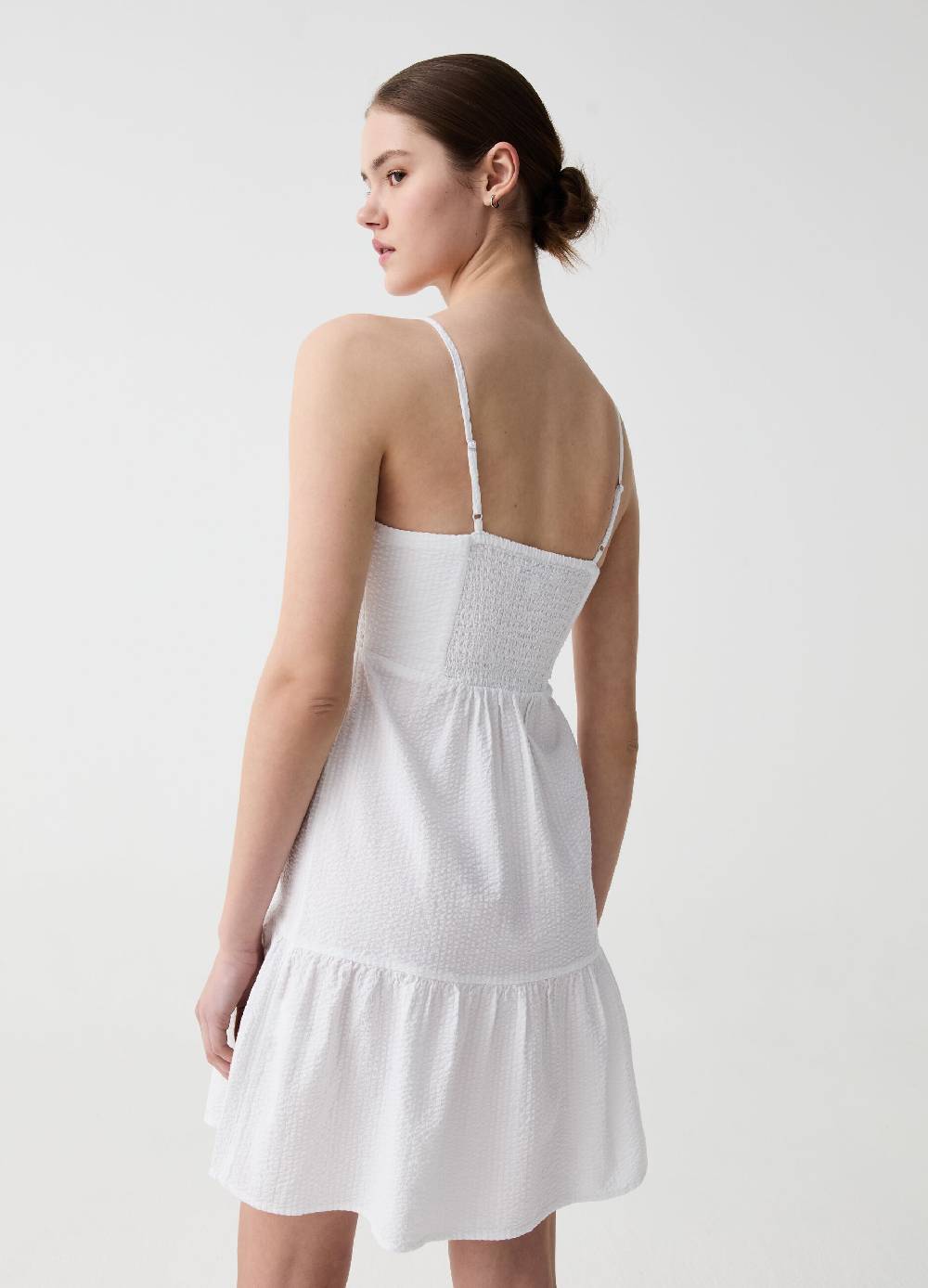 Ovs Vestito Corto In Seersucker Con Balza