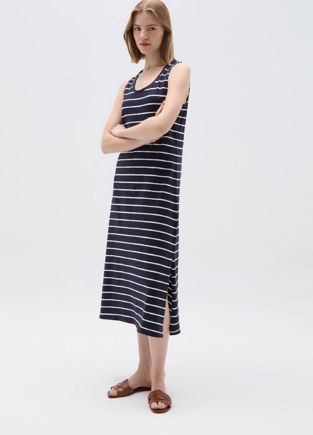 Ovs Vestito Essential lungo a righe con spacchi