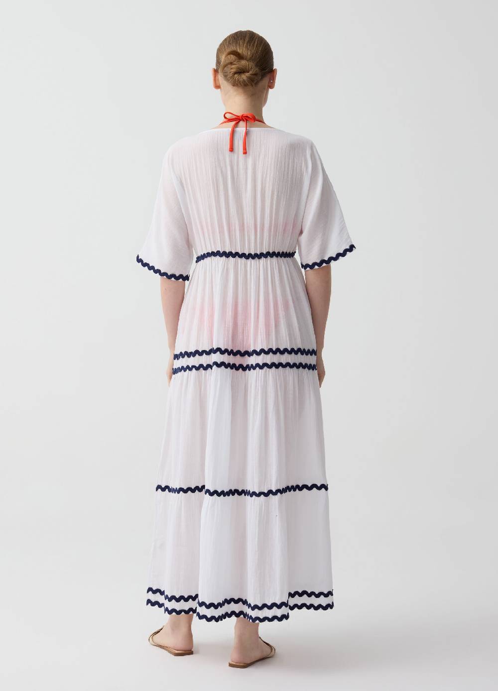 Ovs Vestito Lungo Copri Costume Ricamo Ondulato