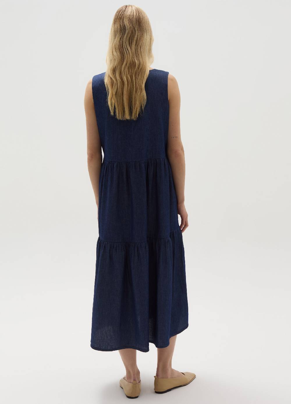 Ovs Vestito Lungo In Denim A Balze