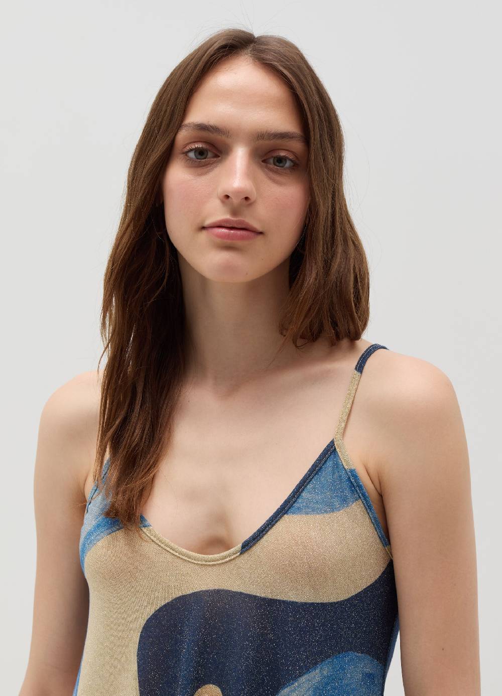 Ovs Vestito Lungo In Lurex Fantasia A Onde