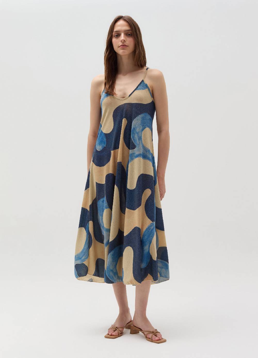 Ovs Vestito lungo in lurex fantasia a onde