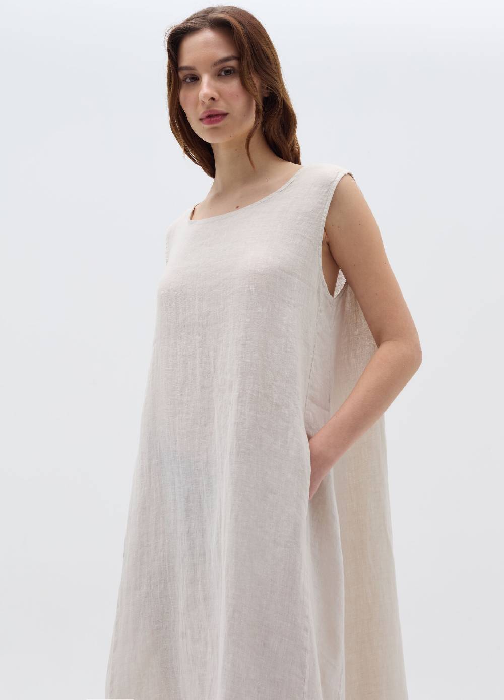 Ovs Vestito Lungo Smanicato In Lino