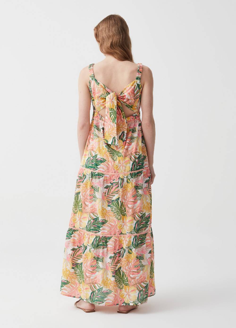 Ovs Vestito Lungo Stampato A Balze Con Fiocco