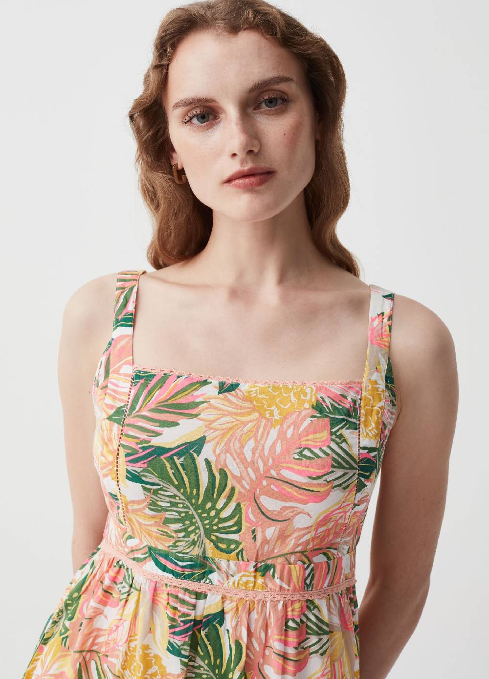 Ovs Vestito Lungo Stampato A Balze Con Fiocco