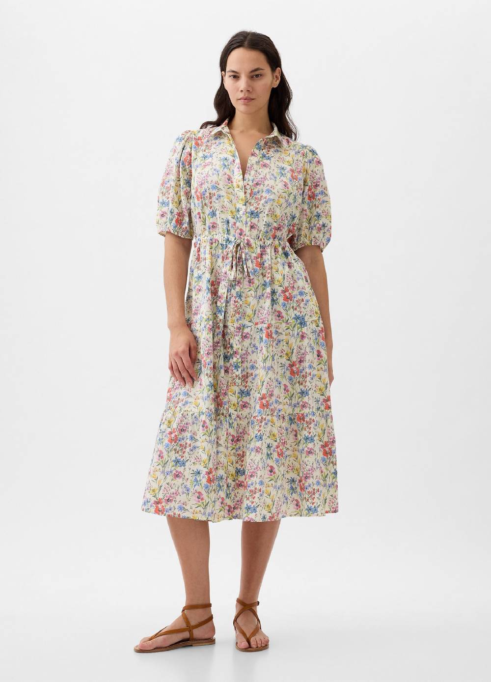 Ovs Vestito Midi Chemisier Maniche A Palloncino
