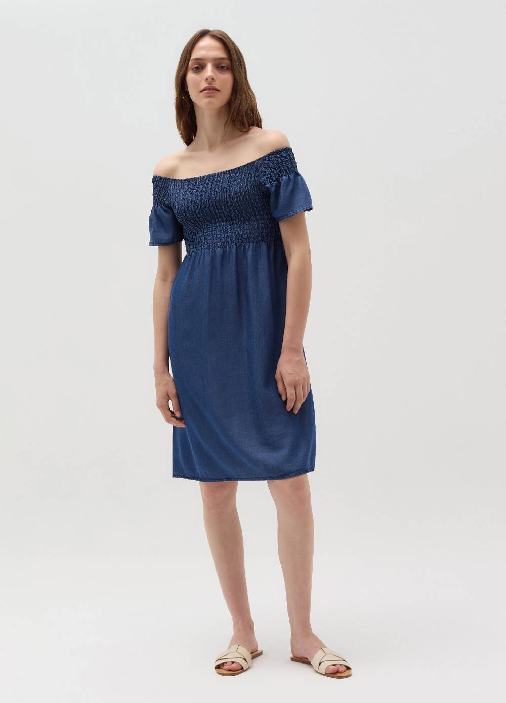 Ovs Vestito midi effetto denim con punto smock