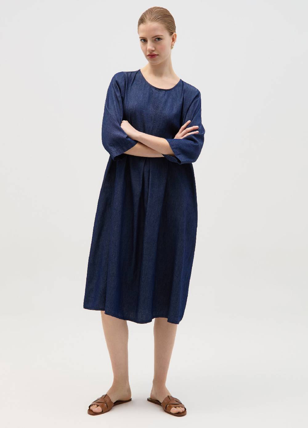 Ovs Vestito Midi In Denim Con Pince