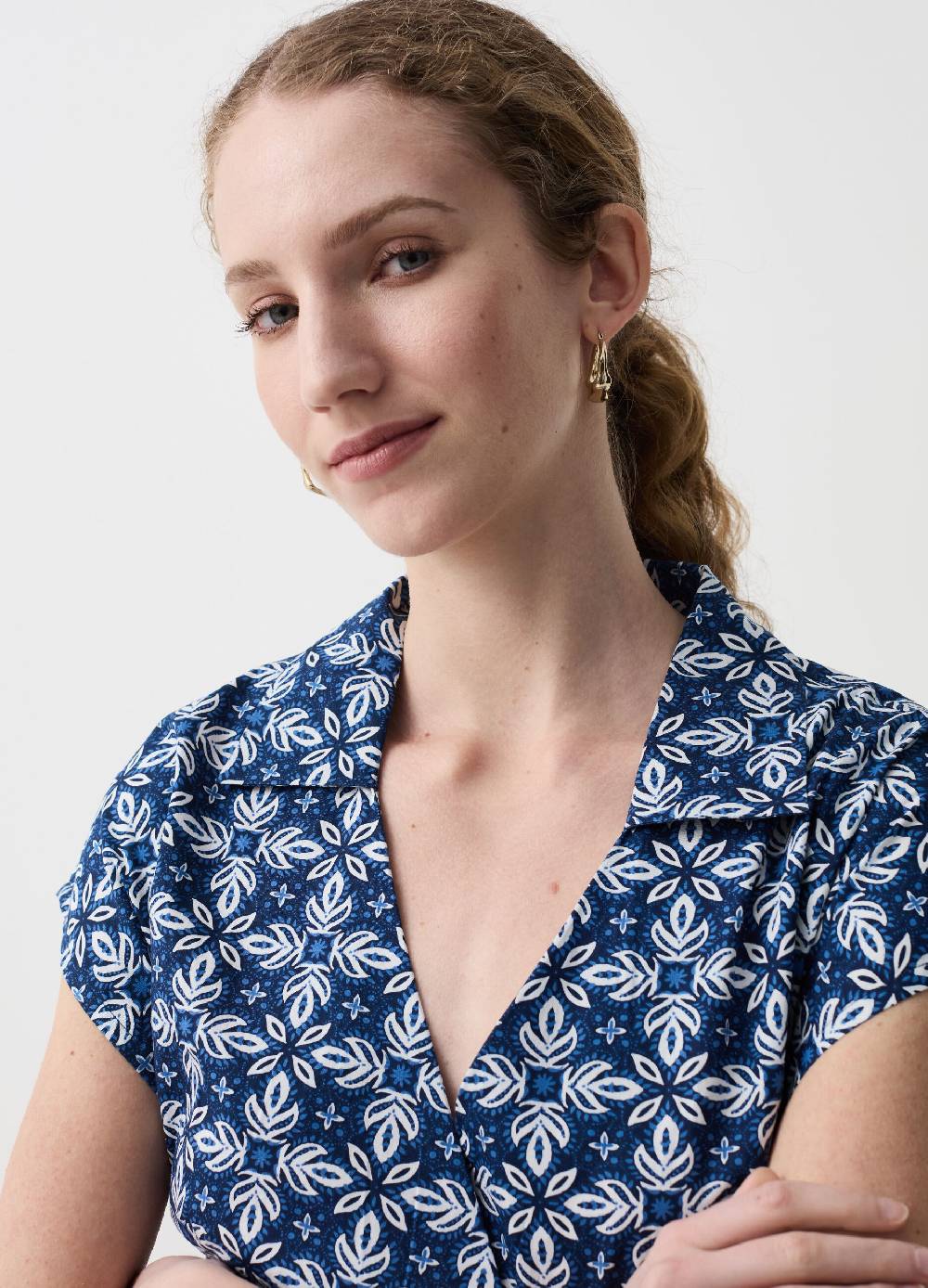 Ovs Vestito Midi Scollo A V Con Colletto