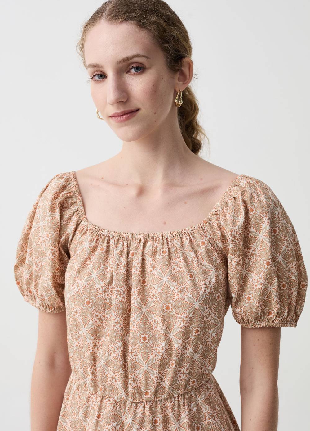 Ovs Vestito Midi Stampato Maniche A Palloncino