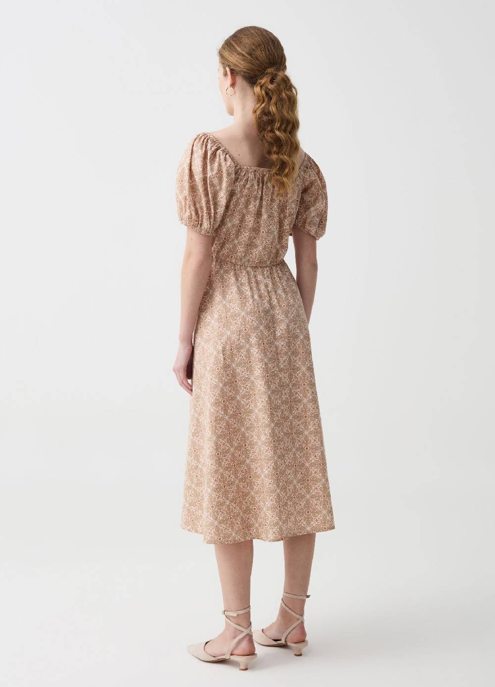 Ovs Vestito Midi Stampato Maniche A Palloncino