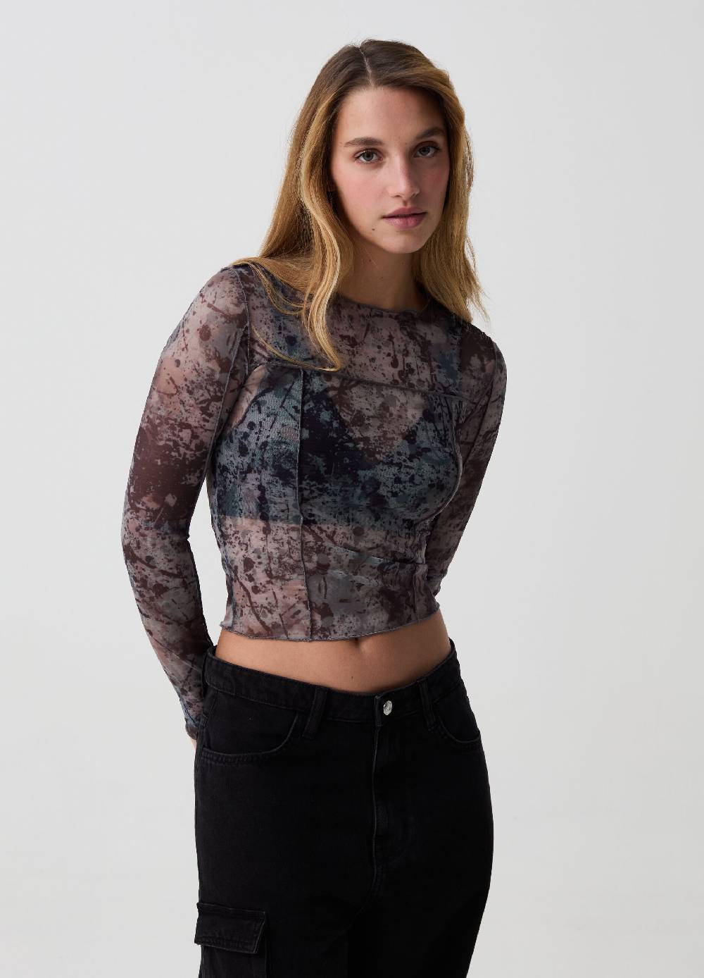 Ovs T-shirt Crop In Mesh Fantasia Dip Dye B.ANGEL X MARE FUORI