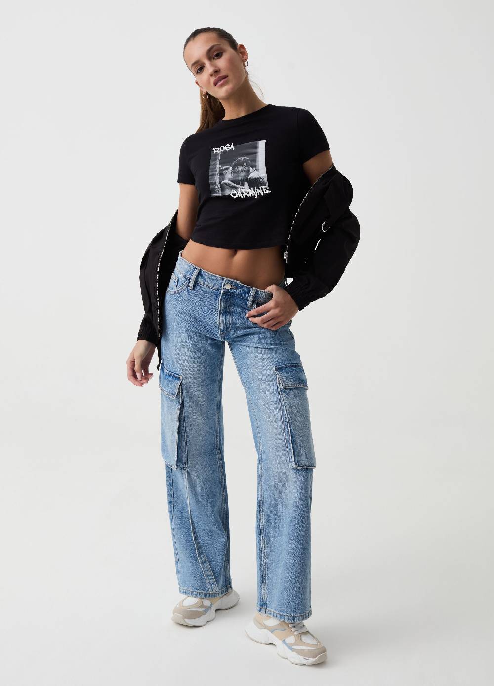 Ovs T-shirt cropped con stampa B.ANGEL X MARE FUORI
