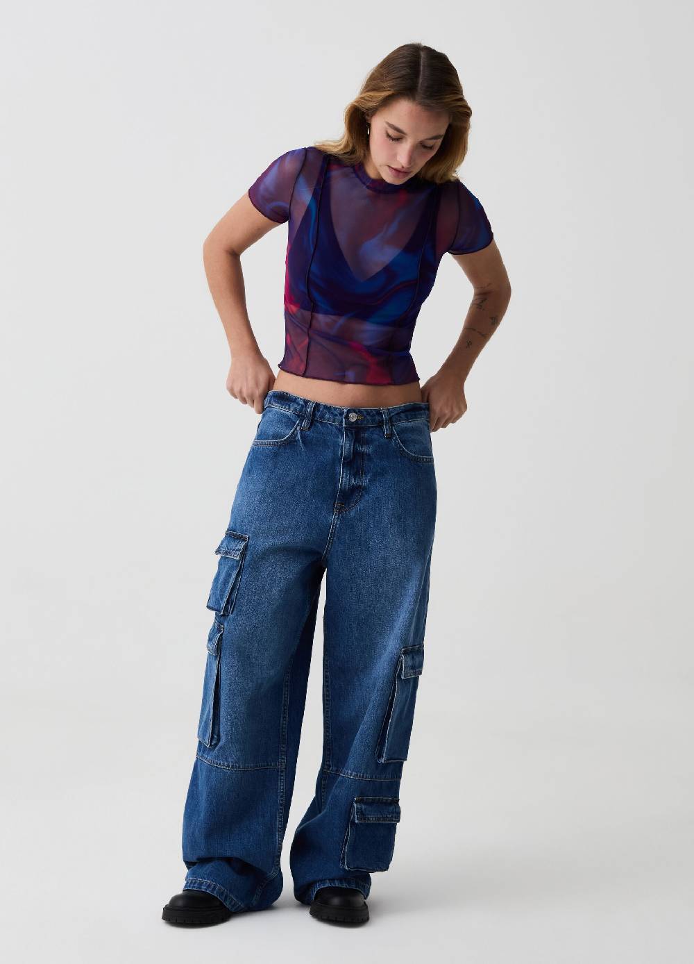 Ovs T-shirt Cropped In Mesh Stampa Multicolor B.ANGEL X MARE FUORI