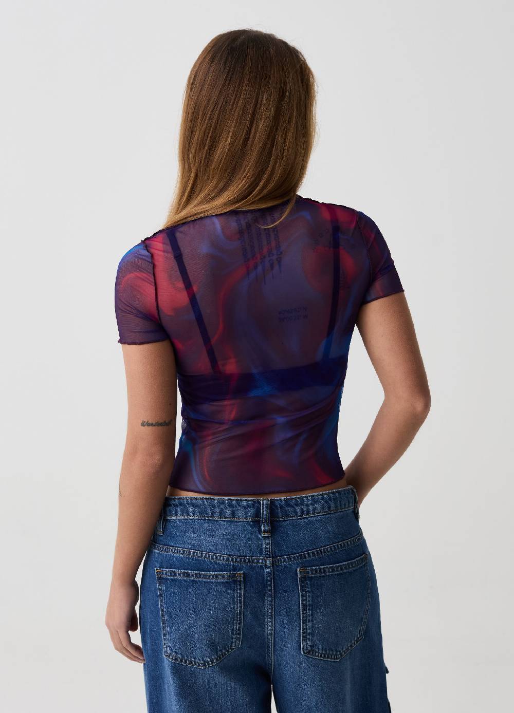 Ovs T-shirt Cropped In Mesh Stampa Multicolor B.ANGEL X MARE FUORI