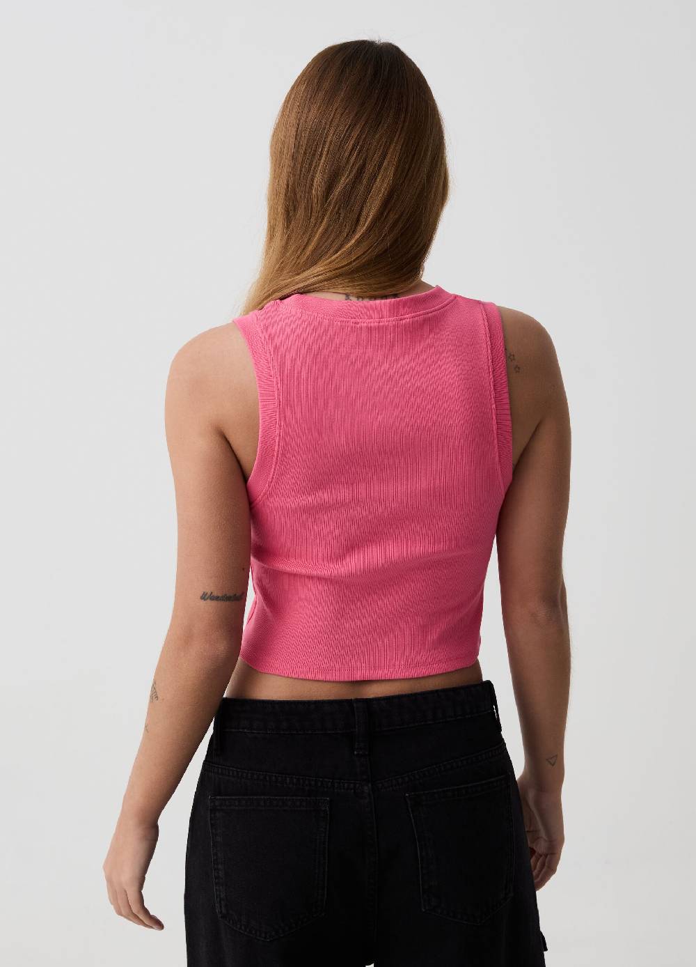 Ovs Tank Top Cropped A Costine Con Ricamo B.ANGEL X MARE FUORI