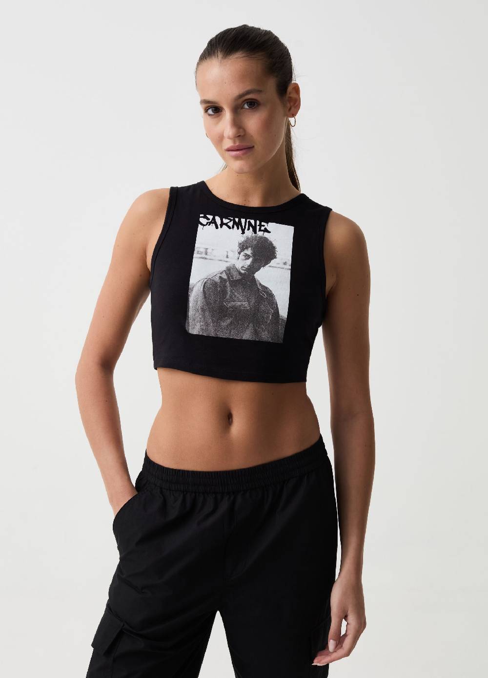 Ovs Tank Top Cropped Con Stampa B.ANGEL X MARE FUORI