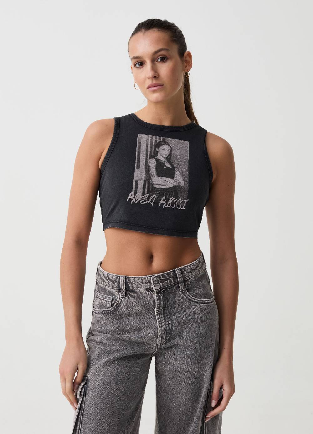 Ovs Tank Top Cropped Con Stampa B.ANGEL X MARE FUORI