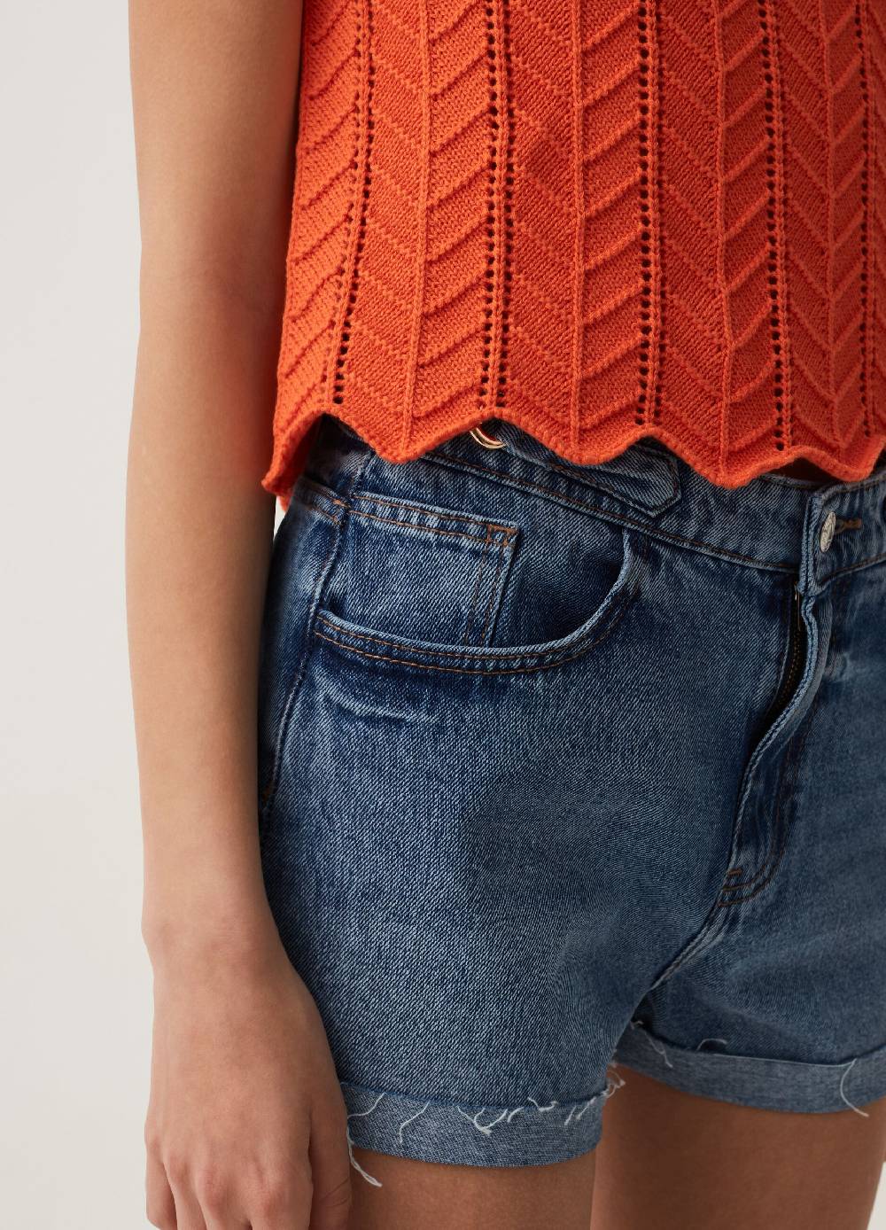 Ovs Tank Top In Cotone Crochet Scollo All'americana