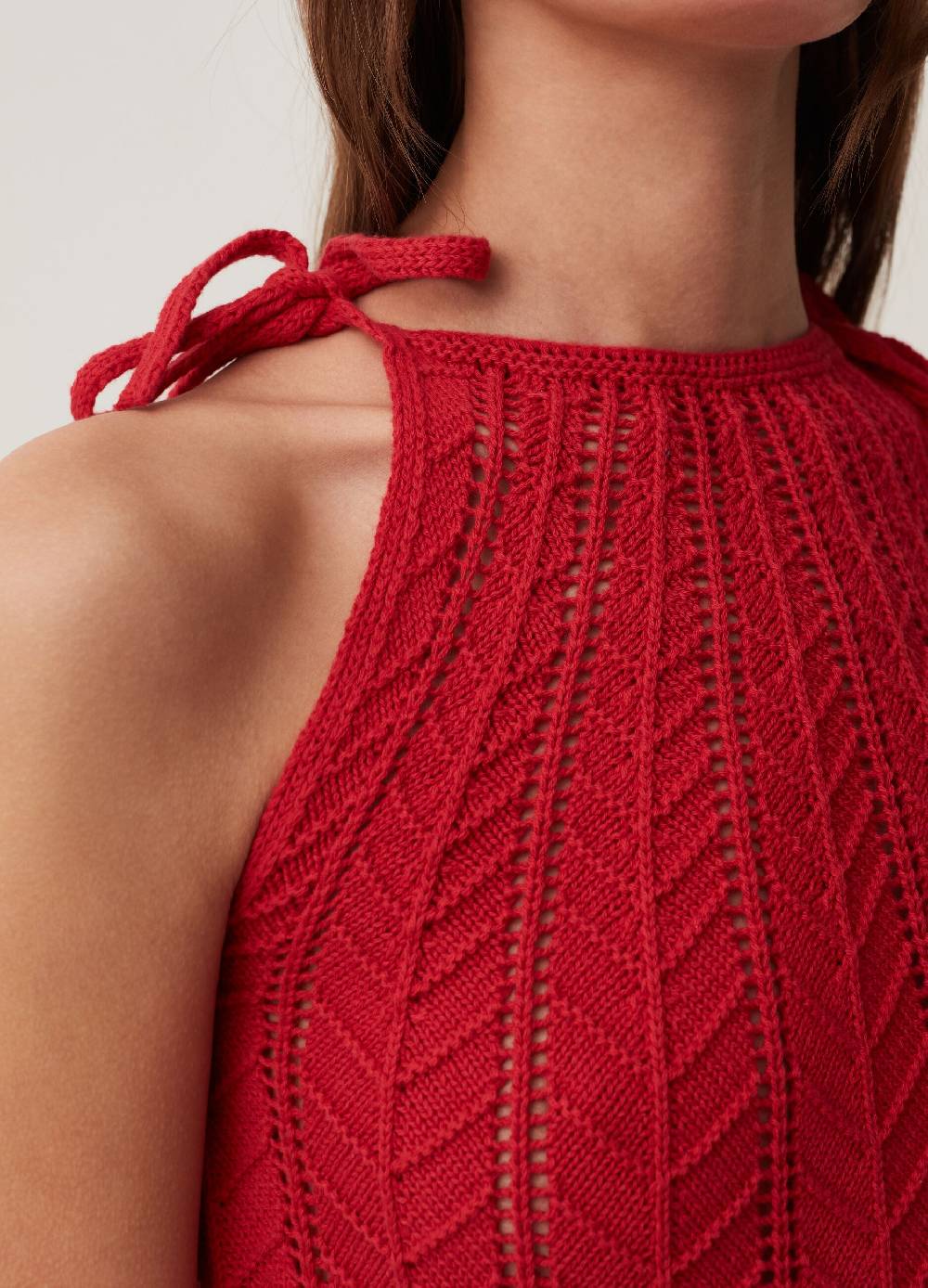 Ovs Tank Top In Cotone Crochet Scollo All'americana