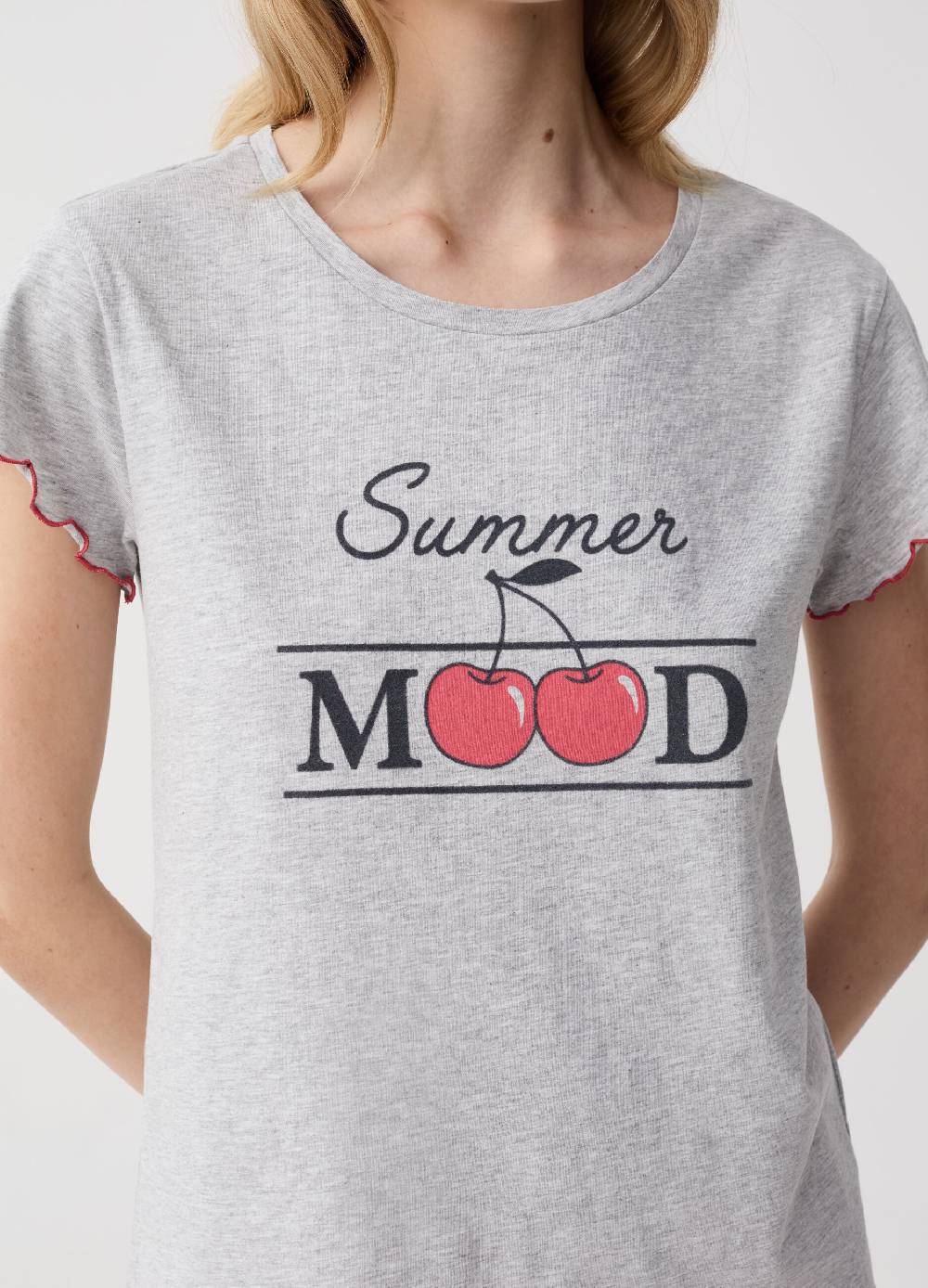 Ovs Top Pigiama Con Profili Ondulati Stampa Ciliegie