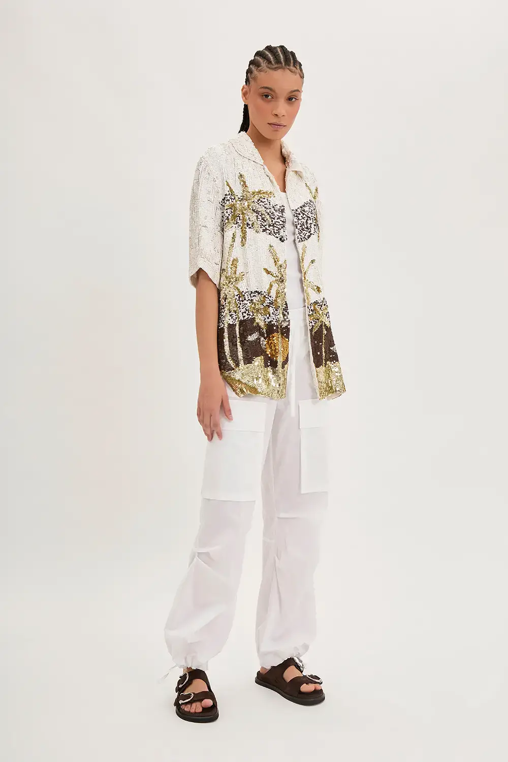 P.A.R.O.S.H. CAMICIA PAILLETTES PALME