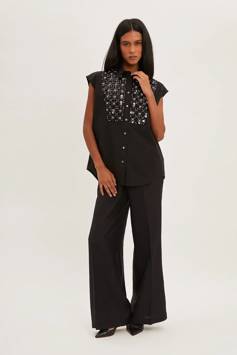 P.A.R.O.S.H. CAMICIA RICAMO PAILLETTES