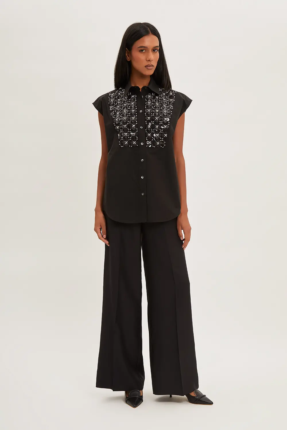 P.A.R.O.S.H. CAMICIA RICAMO PAILLETTES