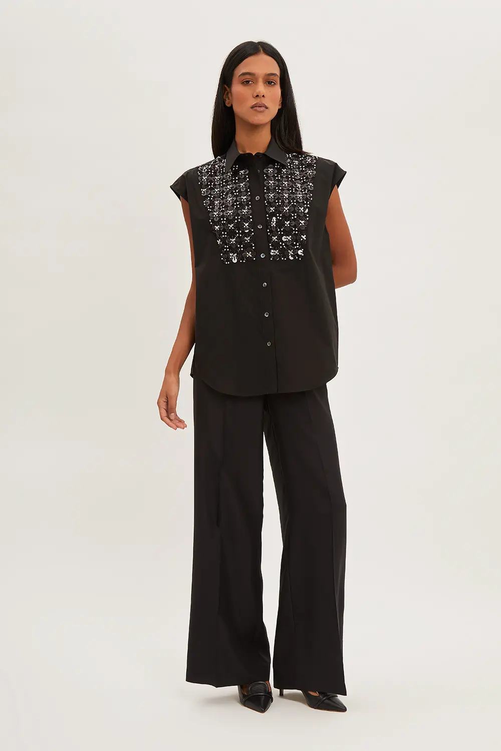 P.A.R.O.S.H. CAMICIA RICAMO PAILLETTES