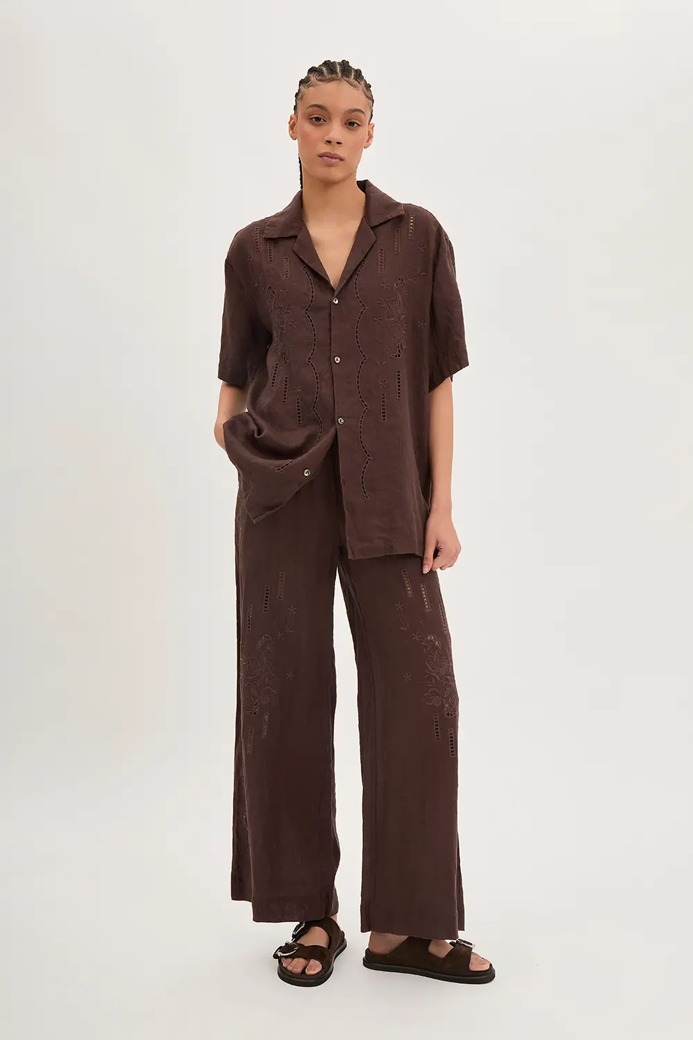 P.A.R.O.S.H. PANTALONE IN LINO CON RICAMO