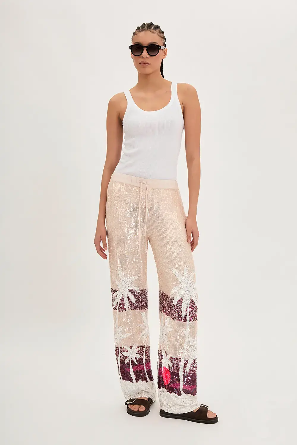 P.A.R.O.S.H. PANTALONE PAILLETTES PALME