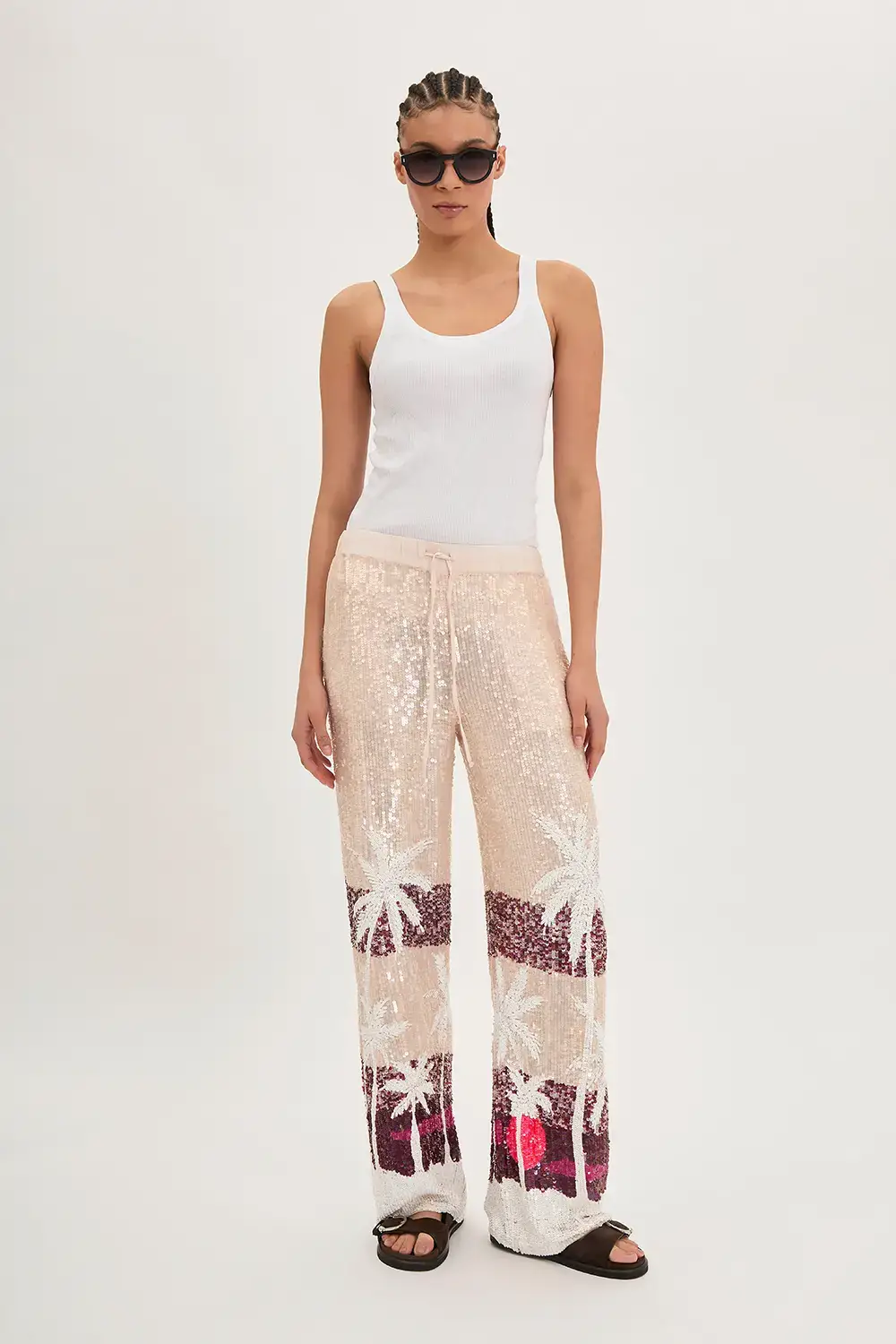 P.A.R.O.S.H. PANTALONE PAILLETTES PALME