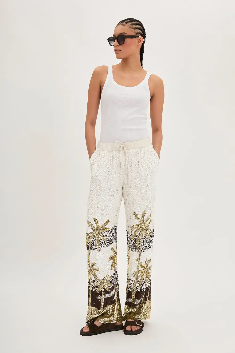 P.A.R.O.S.H. PANTALONE PAILLETTES PALME