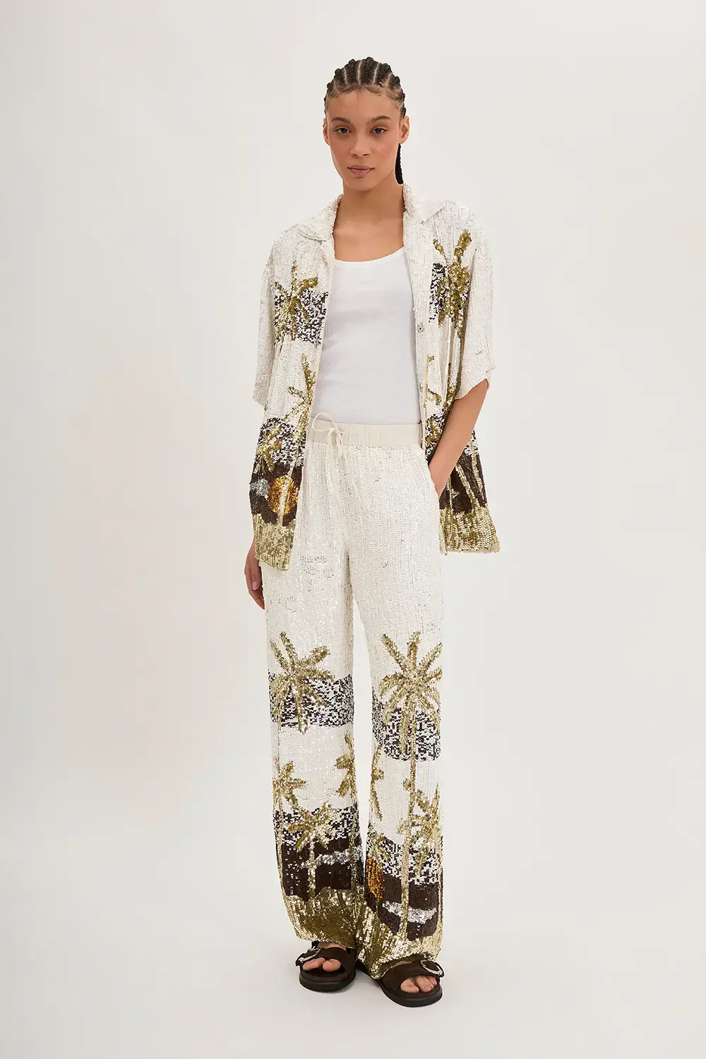 P.A.R.O.S.H. PANTALONE PAILLETTES PALME