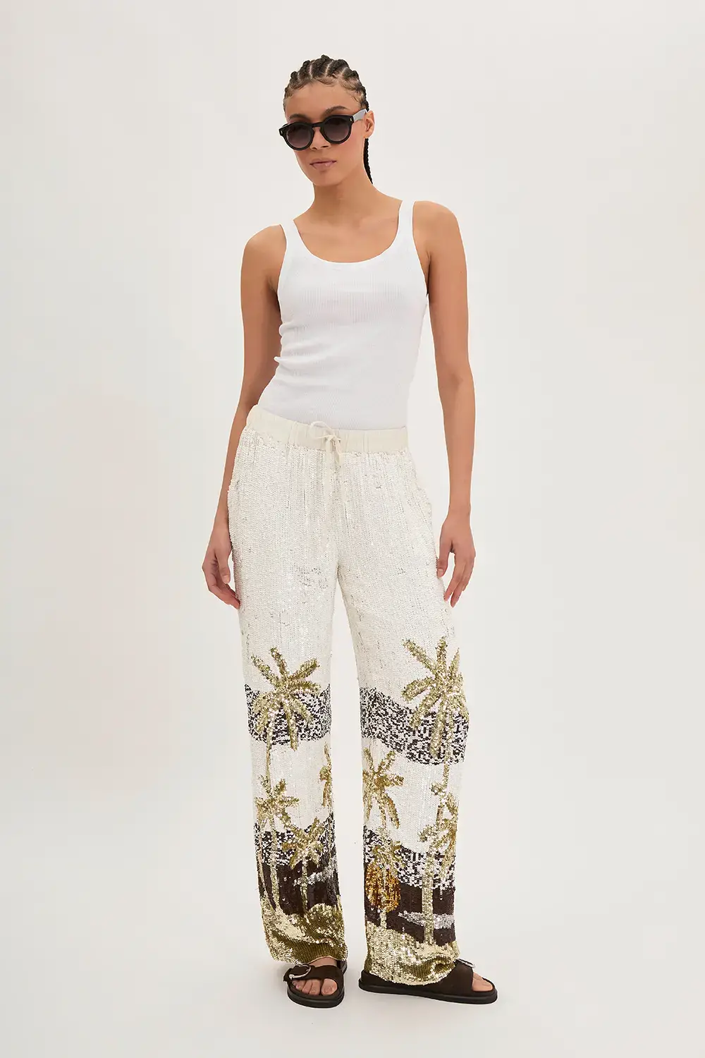 P.A.R.O.S.H. PANTALONE PAILLETTES PALME