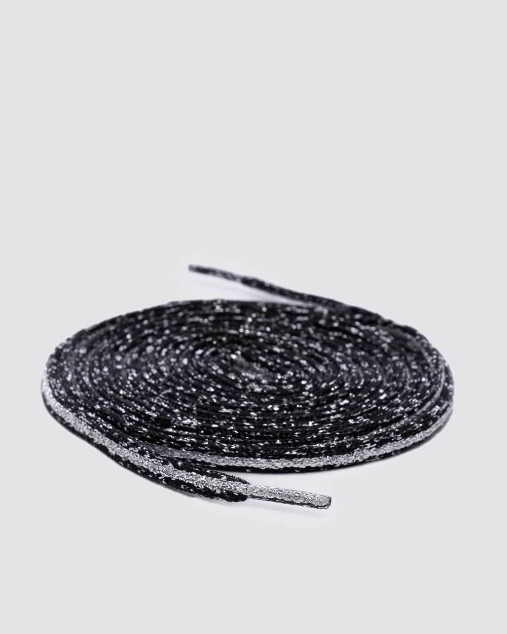 P448 Shoelaces Black Glitter/Silver