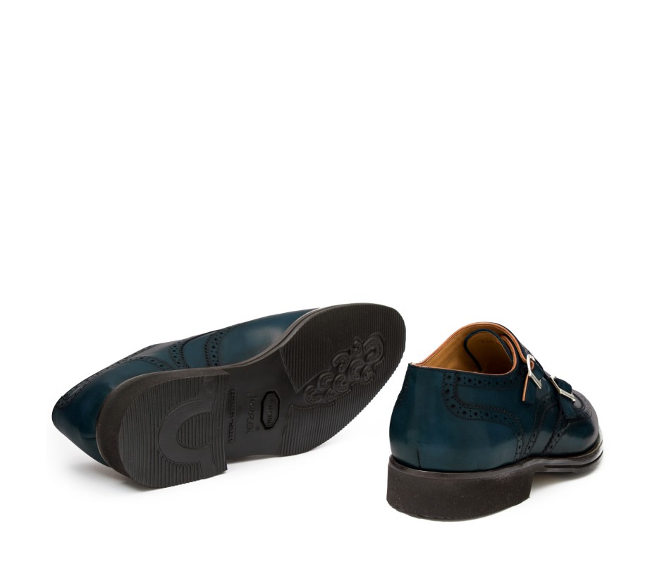 Pakerson DOPPIA FIBBIA SIENA PELLE BLU ISLAND