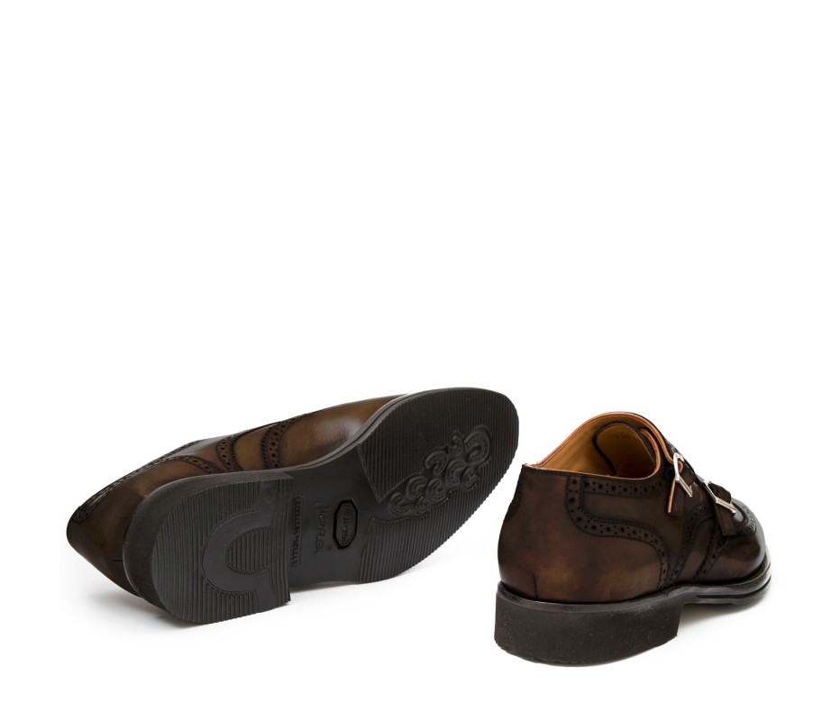 Pakerson DOPPIA FIBBIA SIENA PELLE MARRONE CAFFÈ