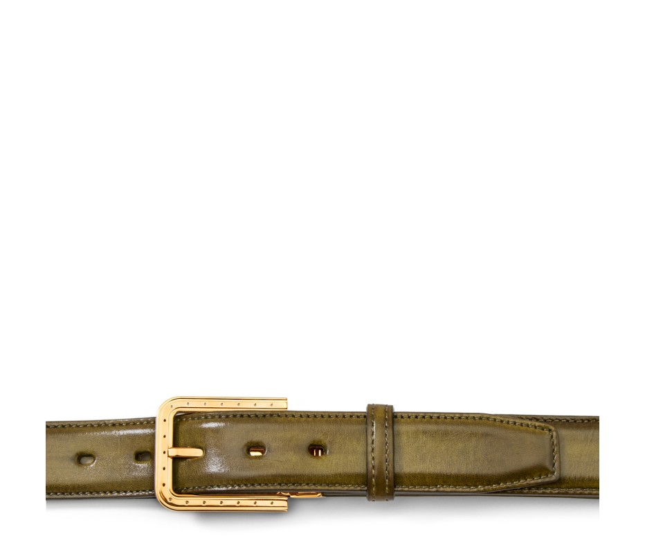 Pakerson FIBBIA RIPA PELLE VERDE OLIVA